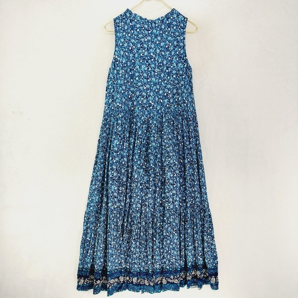 Style & Co Blue Floral Summer Sleeveless Lagenlook Maxi Ruffle Dress P1628 - Picture 4 of 8